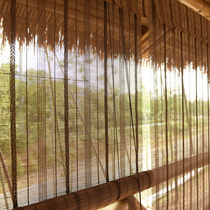 Bamboo curtain curtain sunshade roller blind Japanese style door curtain partition Chinese style first layer bamboo green printing shading lift (new)