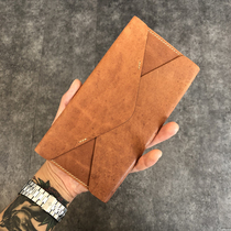 L Stricklin China general generation vintage Horween horse leather long envelope-style Cai cloth wallet