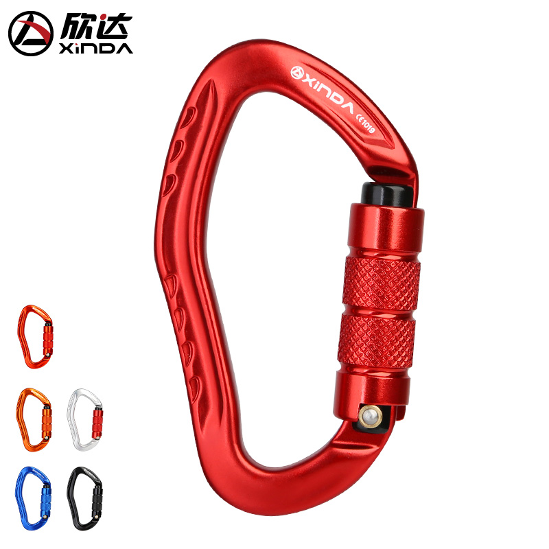 Xinda outdoor CE UIAA certified main lock mountaineering downhill safety buckle ear type lock rock climbing equipment fast hanging