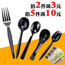 Independent packaging disposable plastic fork spoon one thick fork spoon rice spoon dessert spoon with paper towel