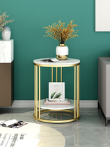 Nordic marble side coffee table modern simple living room sofa corner light luxury small round table creative bedside table cabinet