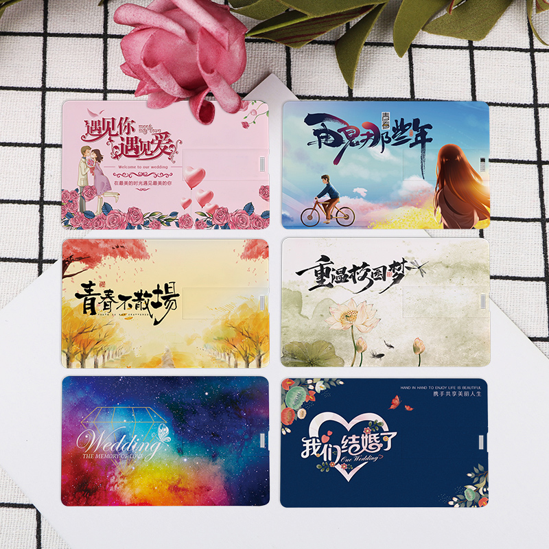 Personality Creative Card U Disk customized 8G 16G32G wedding birthday graduation season to memorize video offerings