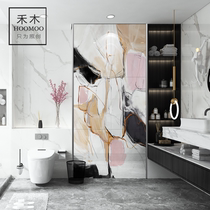 Abstract oil painting bathroom tile modern minimalist 3d toilet background wall Bathroom toilet shower room microcrystalline stone