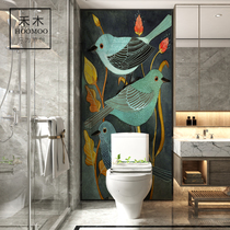 Antique brick bathroom tile toilet background wall Simple modern bathroom toilet art pattern custom waterproof