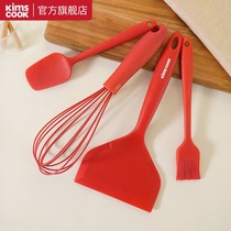 kimscook high temperature resistant silicone non-stick pan frying shovel oil brush egg beater Jade thick egg baking silicone three-piece set