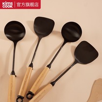 kimscook wooden handle spatula household soup spoon Kitchen shovel single iron shovel cooking kitchen utensils spoon set