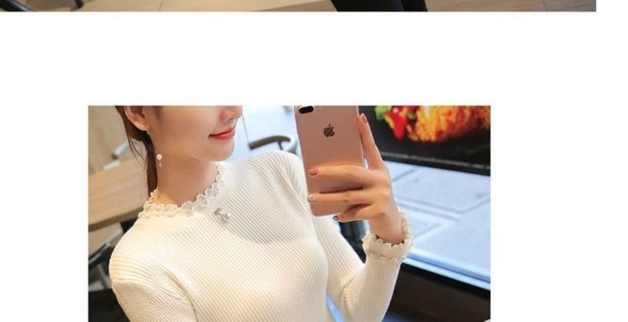 芷 2018 thu đông 2018 áo len mới của phụ nữ bằng gỗ hoang dã cổ cao nửa cổ áo mỏng đan tay dài chạm đáy áo mỏng áo len cổ lọ nữ