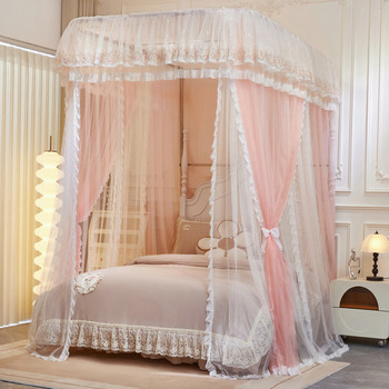 2026 New Model U-Shaped Rail Mosquito Net, Double-Layer Track-Style, 1.8m Household Three-Door Floor-Standing Princess-Style Palace Mosquito Net