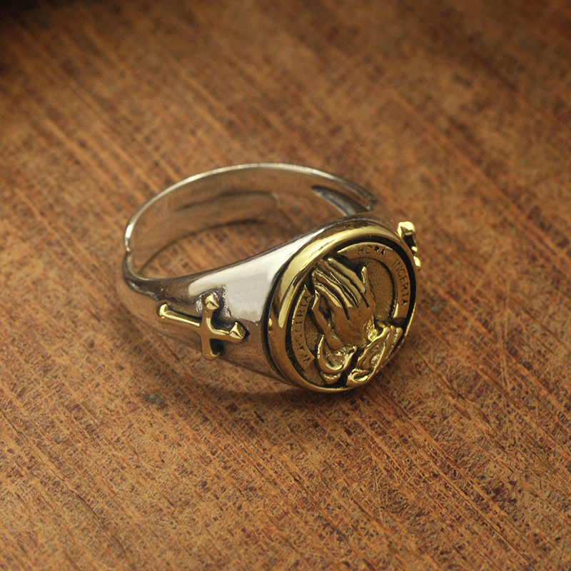 S925 Sterling silver Mother of Maria Prayer Hand ring Mother of Maria ring Men's and women's rings