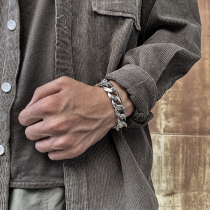 S925 Pure Silver Ch Crusader Flowers 1 5 cm Coarse HAND CHAIN TIDE MAN THE SAME FASHION PUNK BULLY SENDS BOYFRIEND