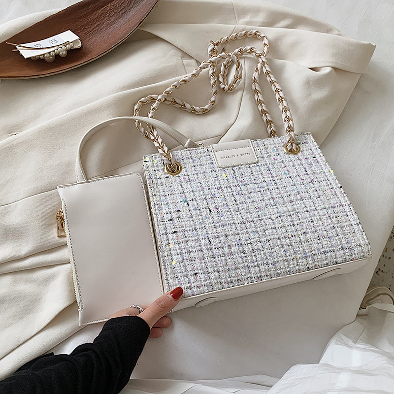 Europe Station 2022 New Tide Net Red Chain Tete Bag Sequins Small Crowddesign Single Shoulder Bag Women 100 Hitch Satchel Bag