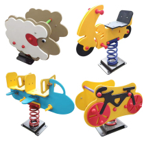 Kindergarten childrens outdoor trojan horse plastic spring rocking horse park community outdoor double seesaw toy