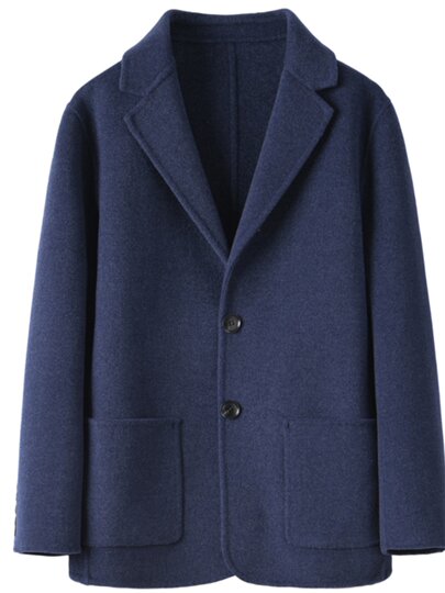 Spring, Autumn and Winter New Style Suit Collar Solid Color Coat for Men 100% Double-Sided Wool Short Casual Slim Fit Jacket