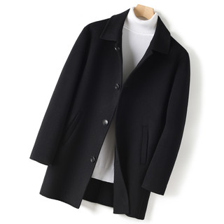 Autumn and Winter New Business Commuter Lapel Mid-Length Double-Sided Woolen Coat for Middle-Aged Men 100% Pure Wool Woolen Coat