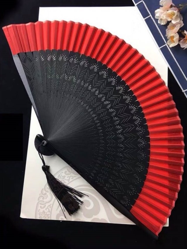 Girl Fresh Folding Fan Dancing Chinese Hip-hop Summer Silk Cloth Decoration Calligraphy Inscriptions Retro Fan 