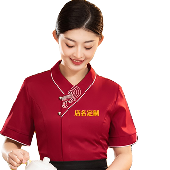 New chinese restaurant waiter work clothes short-sleeved summer hot pot restaurant tea house desk ເສື້ອຜ້າພະນັກງານສໍາລັບແມ່ຍິງ