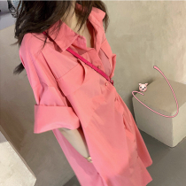 Snowspun Shirt Dress New Summer Retro Port Taste Short Sleeve Long shirt dress with dress Skirt Woman with little crowdsourced design 2022 Spring