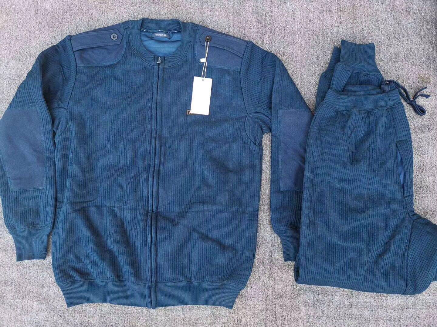 Empty blue velvet velvet pants suit Zip-up cold warm clothes Men's velvet thickened cotton coat