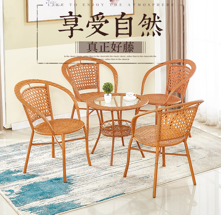 Ghế wicker ba mảnh ban công bảng và ghế năm mảnh đồ nội thất giải trí bàn ghế ngoài trời vườn bàn cà phê ghế kết hợp