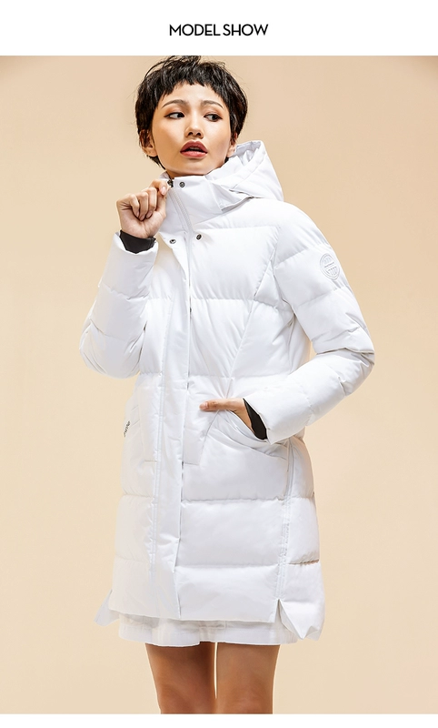 Anta down jacket nữ 2018 mùa đông Slim dài trùm đầu dày ấm trắng xuống áo khoác flagship chính hãng - Thể thao xuống áo khoác