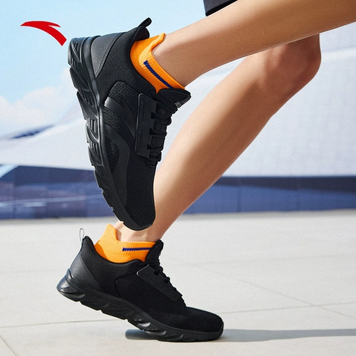 Дышащая черная летняя амортизирующая износостойкая спортивная обувь