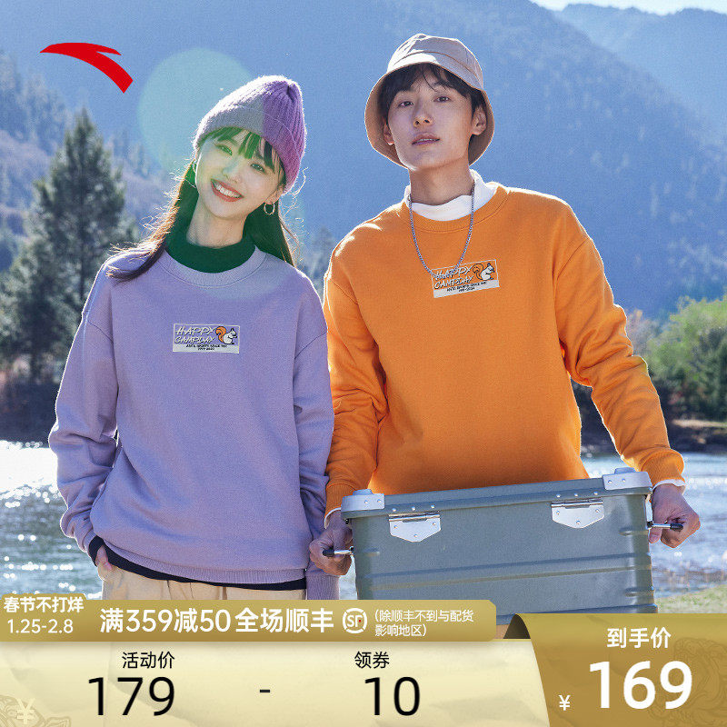 ANTA pullover sweatshirt unisex 2022 spring new loose couple long sleeves crew neck sports top women