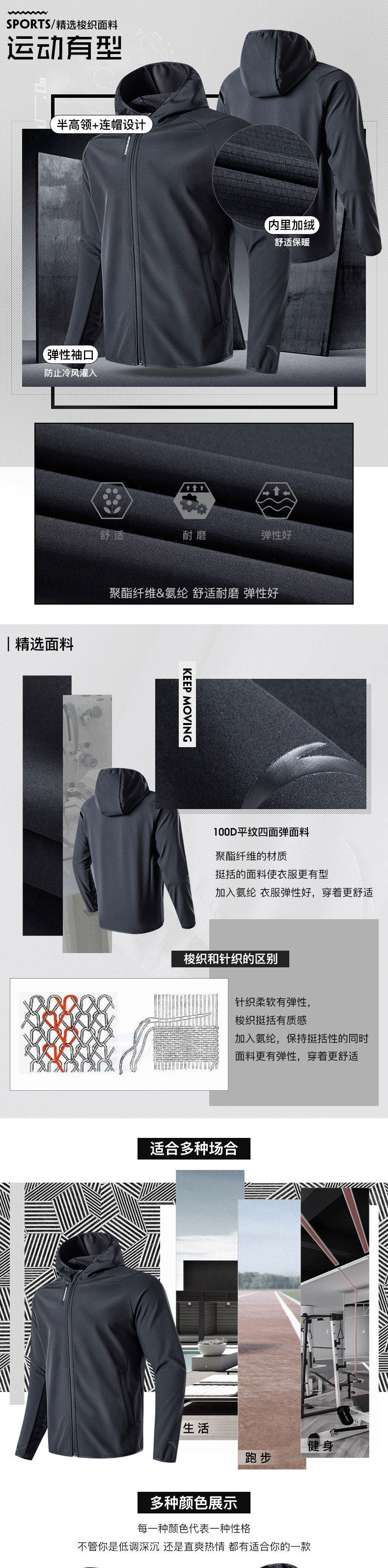 安踏 男士秋冬加绒款 梭织防风运动外套 图1