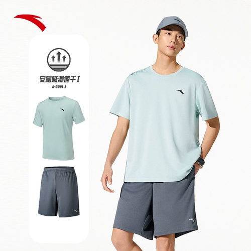 Быстросохнущий летний комплект, дышащая футболка с коротким рукавом, шорты для тренировок, короткий рукав, для бега