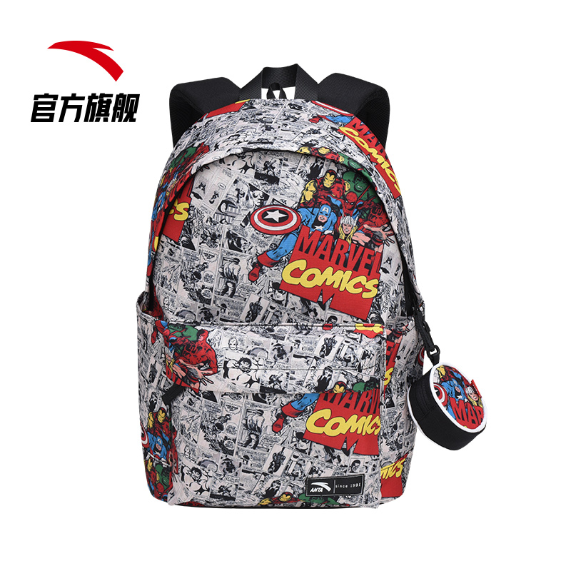 Khaki-2Anta Marvel Joint fund Backpack 2021 summer new pattern fashion trend Backpack male 192138189R