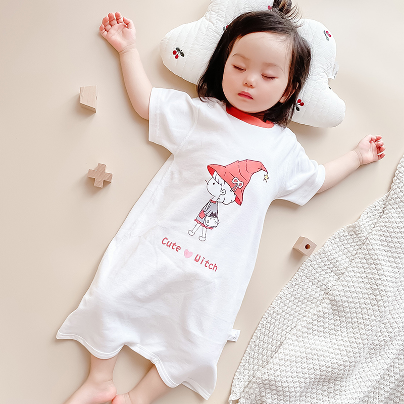 Baby sleeping bag baby nightgown pajamas anti-kick quilt summer thin children's nightdress one-piece spring and autumn pure cotton infant