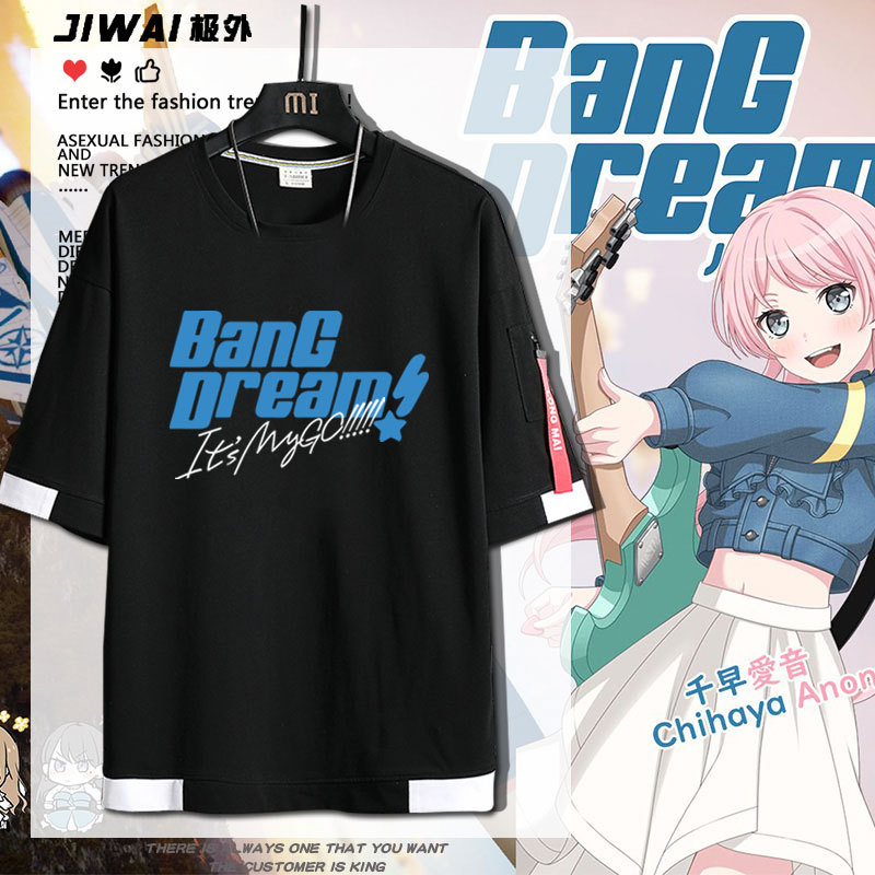 Anime Bang Dream It's Mygo Takashima Tenshi Akihina Merchandise Short-Sleeve T-Shirt Summer Clothes for Men