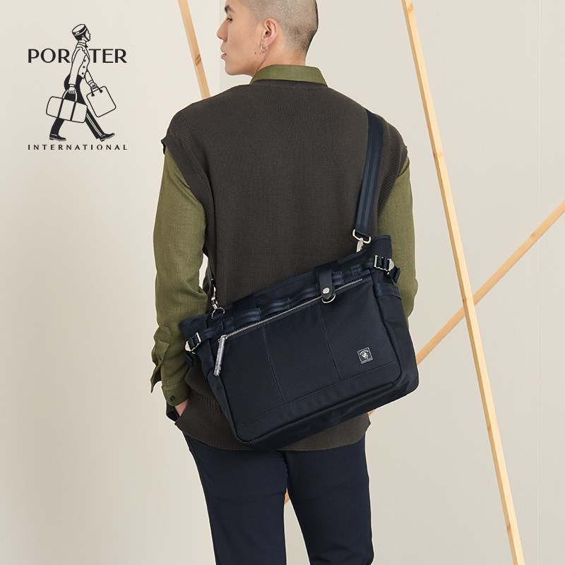 PORTER FLAGSHIP STORE WEAR RESISTANT NYLON LARGE CAPACITY MULTI-MEZZANINE MEN AND WOMEN SINGLE SHOULDER BAG SLOPED SATCHEL BAG Handbag Handbag hand carrying bag