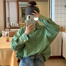  waitmore shirt female design sense Niche Hong Kong taste retro vetver jacket Early autumn western style top light cooked