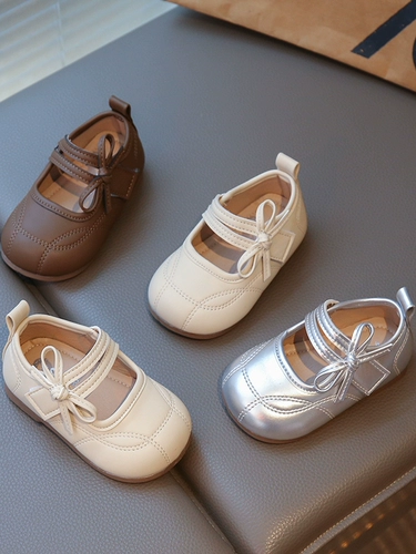 Детская модная обувь для девочек для раннего возраста с бантиком для принцессы для кожаной обуви, осенняя, 1-3 лет, мягкая подошва