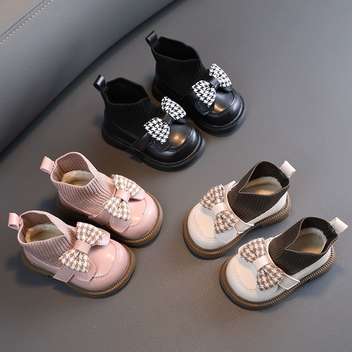 Демисезонная обувь для девочек, детские флисовые удерживающие тепло туфли для принцессы для раннего возраста, 1-2 лет, мягкая подошва