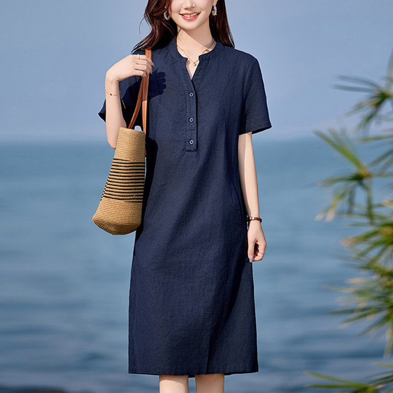 Summer Linen Dress, Plus Size, New Style, This Year's Popular Artistic Casual Cotton and Linen Dress, Women's Loose Slimming Dress