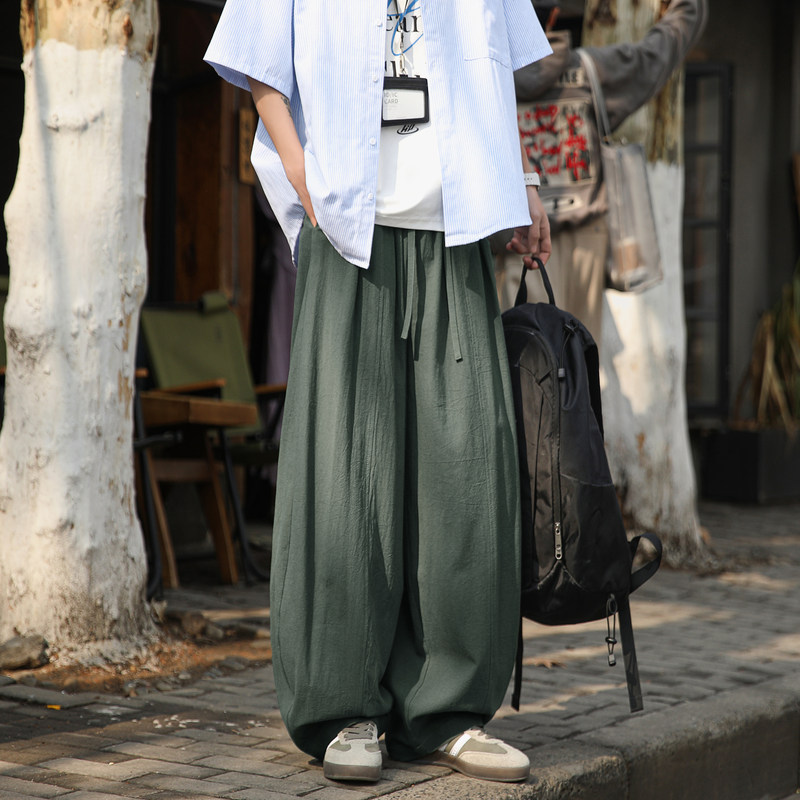 Chinese Style Cotton and Linen Casual Scimitar Pants for Men and Women, Summer Thin American Retro Straight Pants, Pure Cotton Wide-Leg Pants Chinese Style Cotton and Linen Casual Scimitar Pants for Men and Women, Summer Thin American Retro Straight Pants, Pure Cotton Wide-Leg Pants