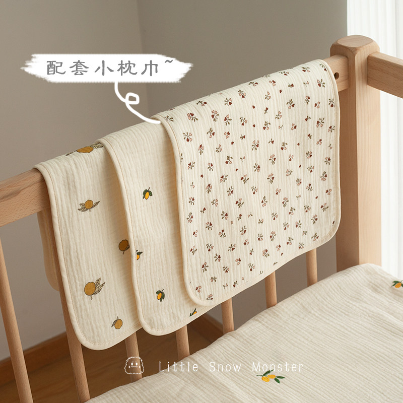 Cloud pillow baby flat pillow newborn organic cotton gauze printed pillow towel soft suction anti-vomiting milk pillow mat
