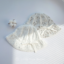 Spring and autumn newborn baby thin sunshade hat baby cotton gauze Japanese sunscreen girl adjustable fisherman hat
