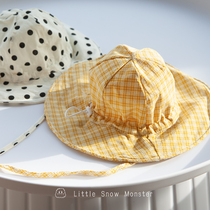 little Snow Master childrens baby hat pure cotton lace windproof big brim sun hat spring and summer