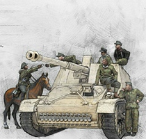1 35 World War II Tank Corps Moving Intelligence Corps (6 men 1 horse)