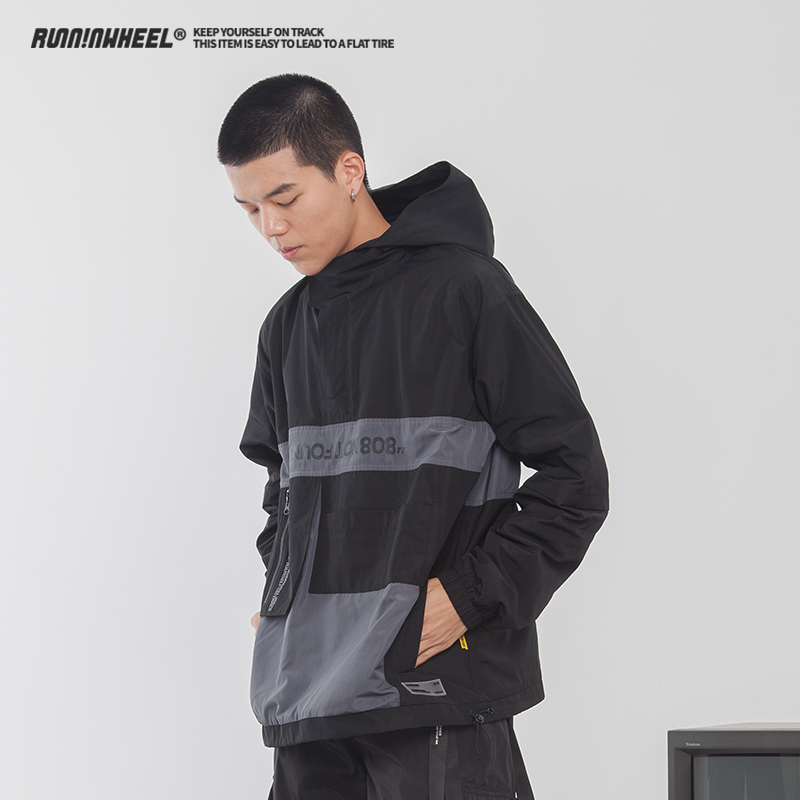 [Clearance] Rnwl Sports Outdoor Windproof Jacket Men's Trendy Brand Workwear Half-Zip Vintage Hooded Jacket Women's
