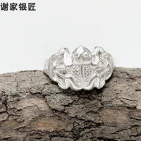 谢家银匠 Серебряный браслет, ретро кольцо подходит для мужчин и женщин ручной работы, серебро 999 пробы