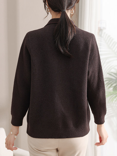 Middle-aged mother autumn and winter new woolen coat thickened top middle-aged and elderly women's autumn wear temperament lapel woolen short section