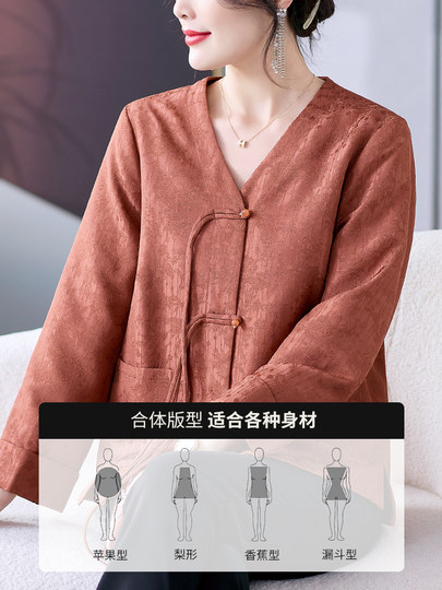Mamas neue chinesische Jacke 2024 Frühlingskleidung Neue mittlere und ältere Frauen Frühling und Herbst Mode Adlige Strickjacke Top