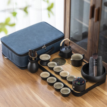 Black Potter Japanese Simple Household Kung Fu Portable Travel Tea Set with a Pot of Six Custom Logo