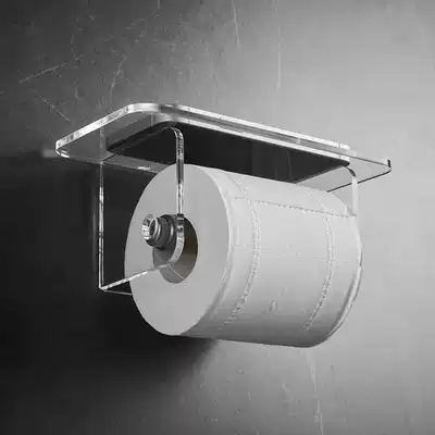 Toilet mobile phone roll toilet paper rack Bathroom transparent paper towel rack Powder room roll toilet paper box rack Wall-mounted punch-free