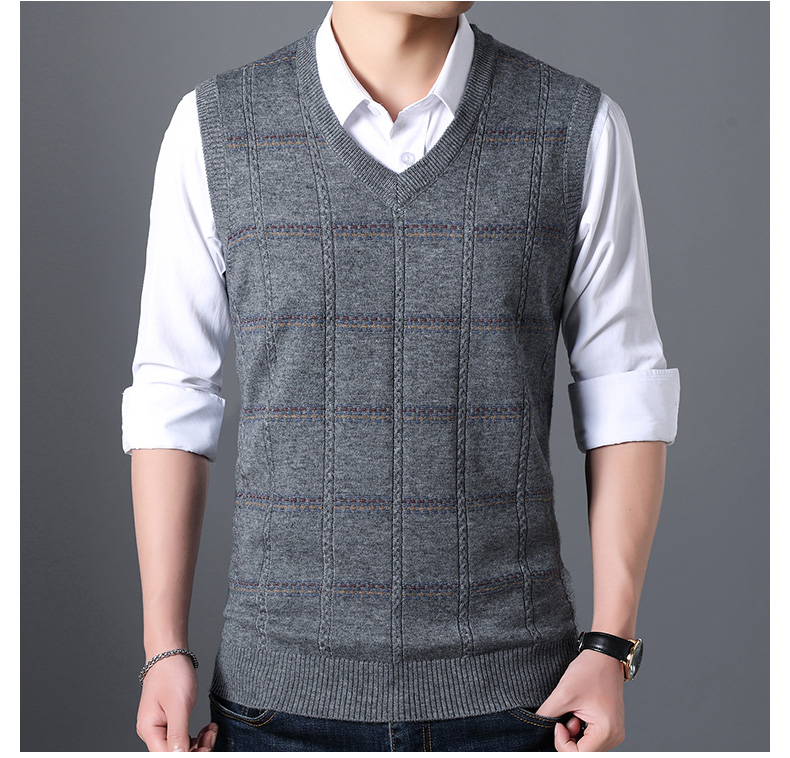 Áo len không tay vest nam v-cổ đan vest thanh niên Hàn Quốc phiên bản thu đông áo len cho nam