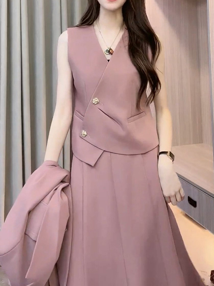 AUTUMN NEW HEPBURN STYLE FRENCH RETRO SUIT SUIT FEMININE THIN SUIT MERMAID SKIRT THREE-PIECE SUIT