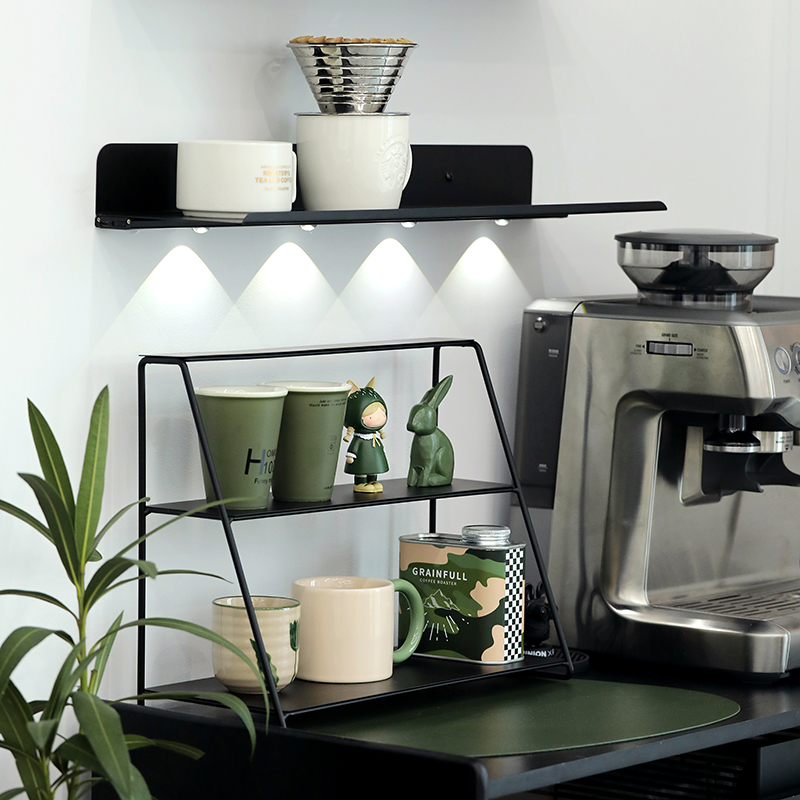 3層ラダーラック北欧デスクトップ収納ラックコーヒーカップディスプレイラックリビングルームアイアンマルチレイヤー収納ラック